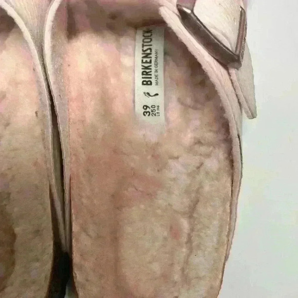 Birkenstock Arizona Microfiber Shearling Sandals Desert Dust Light Rose Sz 39 - Picture 3 of 10